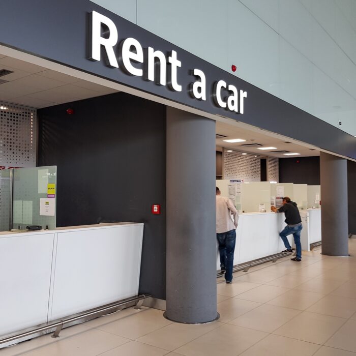 Rent a car counter at the airport.